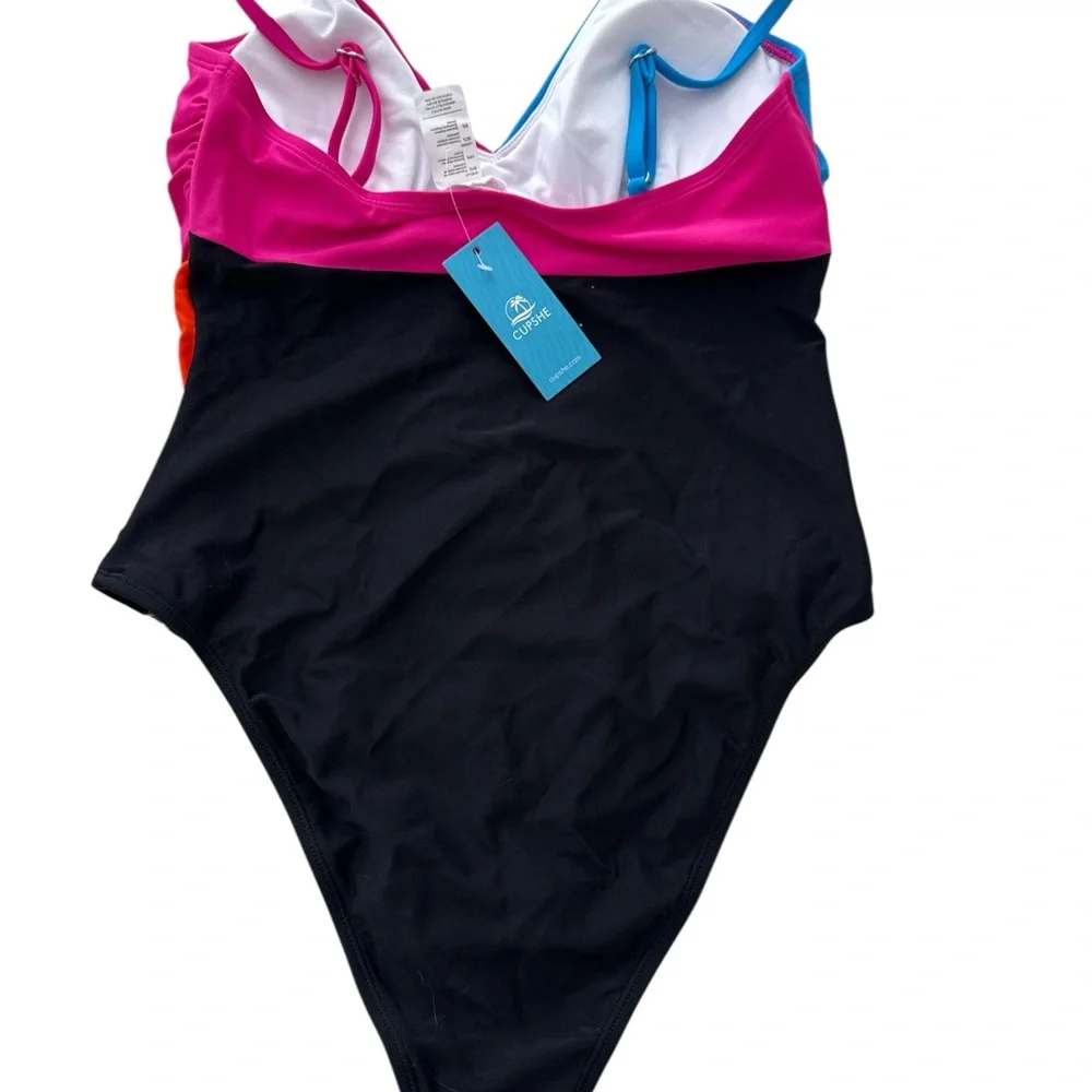 New CUPSHE Women's Swimsuit Tummy Control Adjustable Straps One Piece Swimwear M - Picture 4 of 4